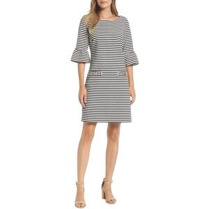 Lilly Pulitzer Alden Shift Dress Coconut Ottoman Black‎ / White Stripes Sz Small